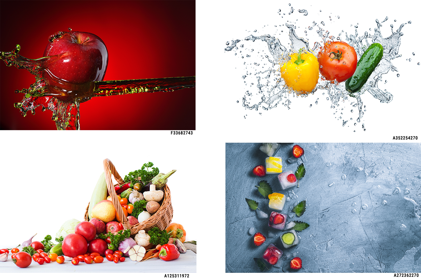Grafické sklo - motiv ovoce, zelenina